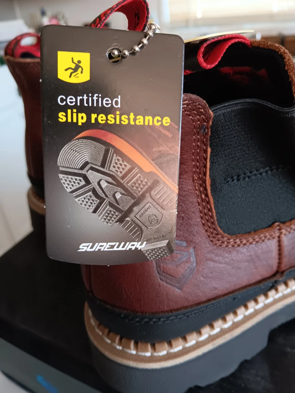 Men's Brown Leather Sureway  Work Boots Size 9.